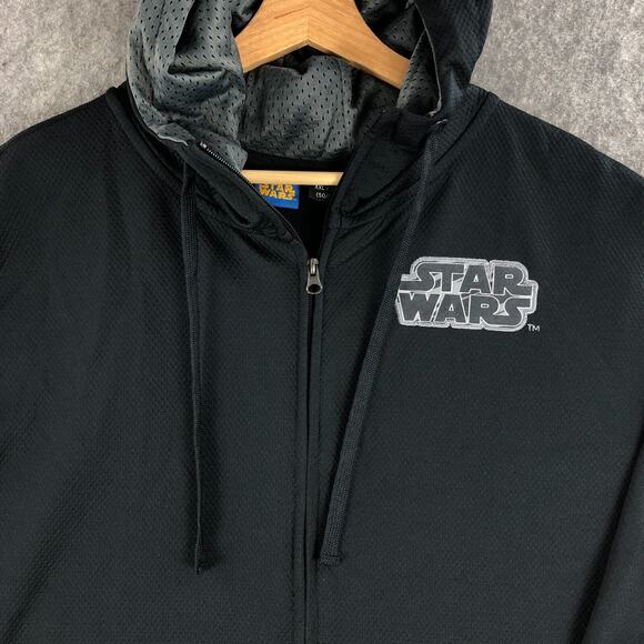 Star Wars Mens Track Jacket XXL Black Gray Hoodie Full Zip Long Sleeve Polyester - Picture 6 of 13